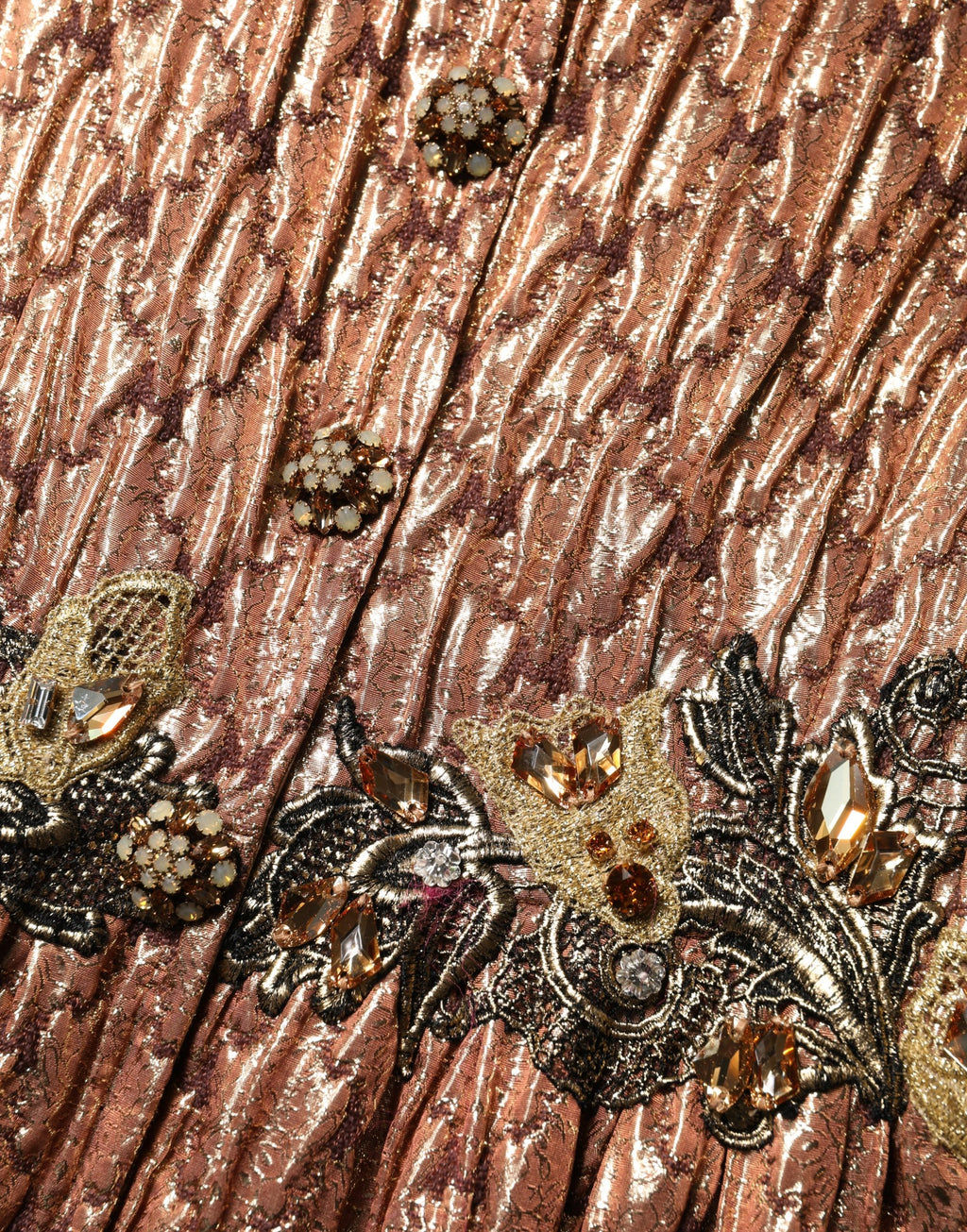 Brown Metallic Crystal Evening Gown Dress