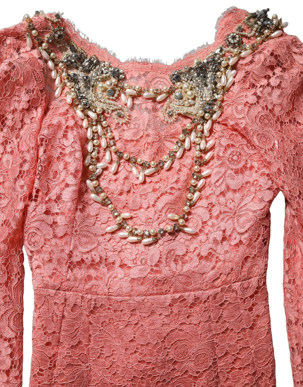 Pink Embellished Mermaid Lace Gown Dress