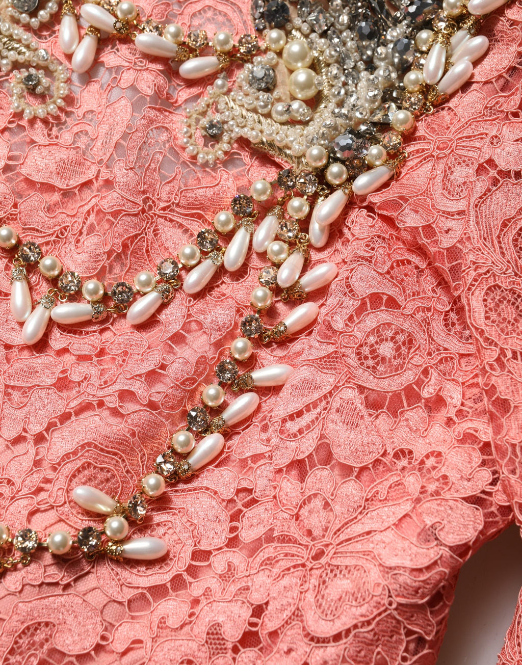 Pink Embellished Mermaid Lace Gown Dress