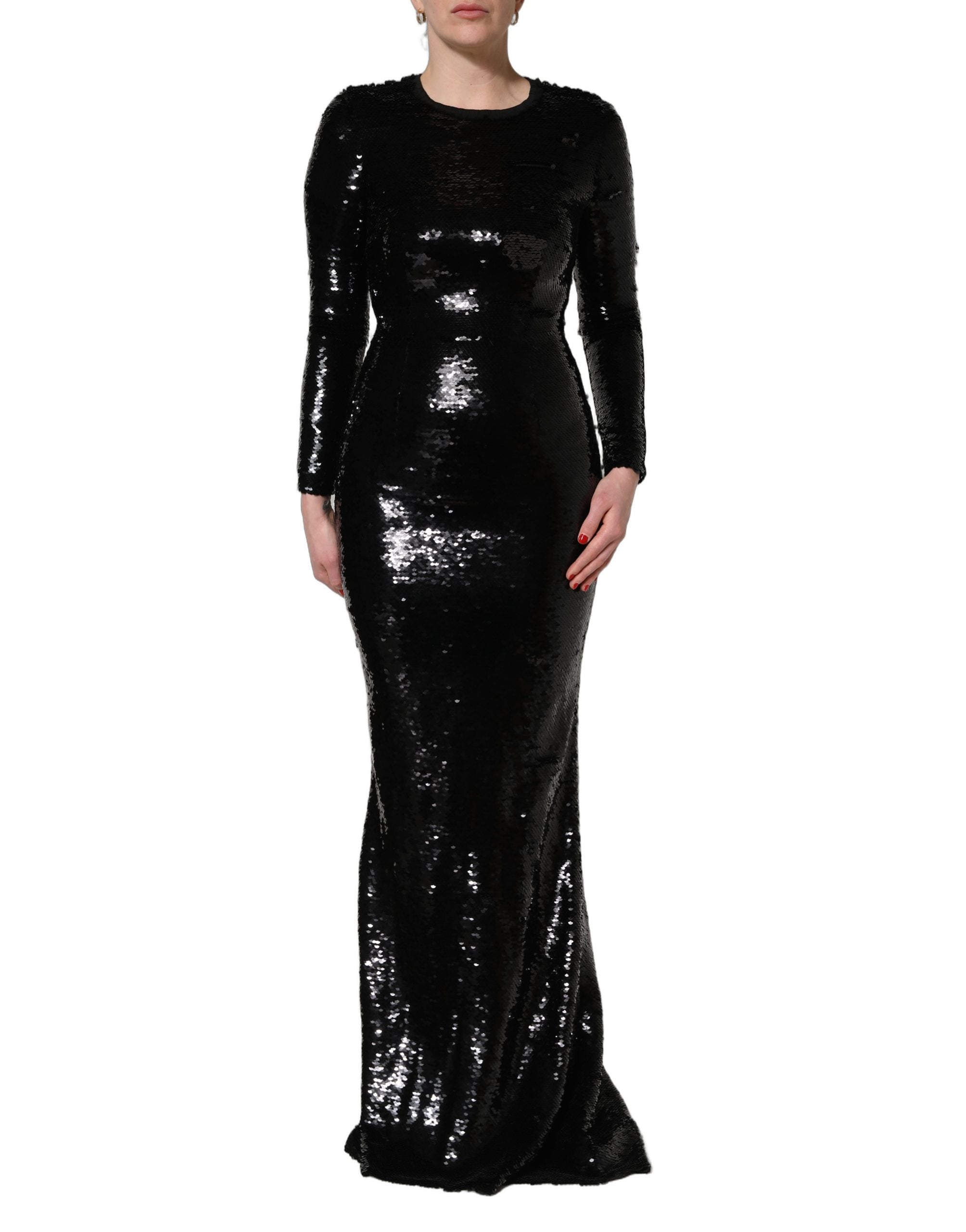 Black Bodycon Mermaid Sequinned Gown Dress