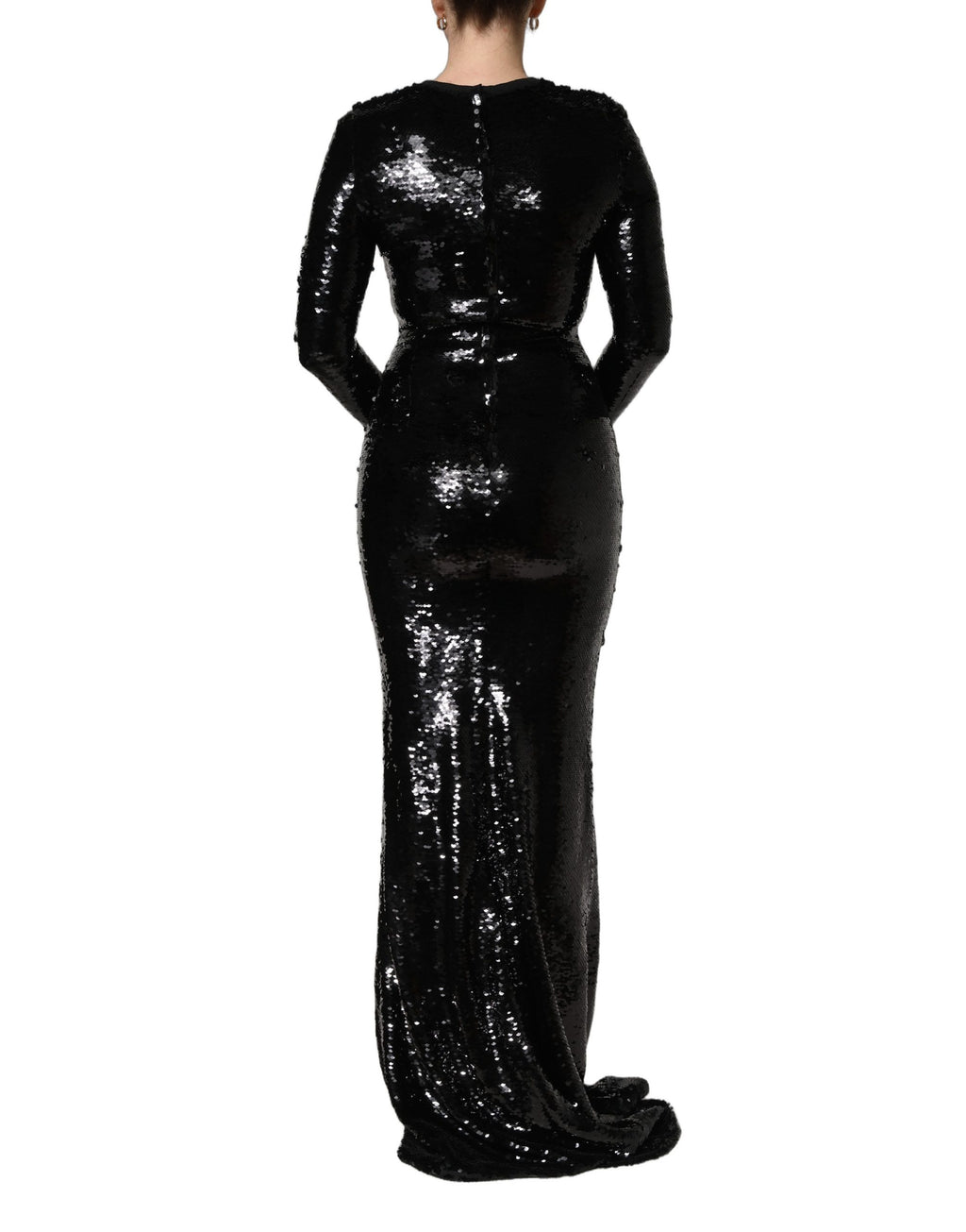 Black Bodycon Mermaid Sequinned Gown Dress