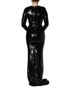 Black Bodycon Mermaid Sequinned Gown Dress