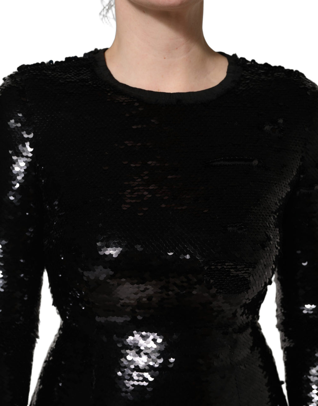 Black Bodycon Mermaid Sequinned Gown Dress