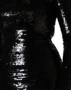 Black Bodycon Mermaid Sequinned Gown Dress