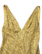 Gold V-neckline Mermaid Sequinned Gown Dress