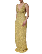 Gold V-neckline Mermaid Sequinned Gown Dress