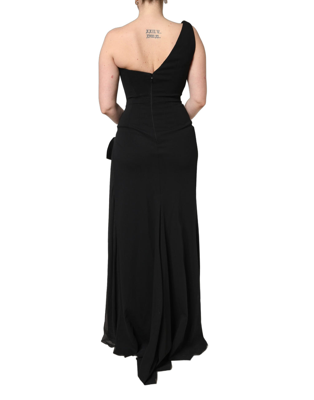Black One Shoulder Neckline Long Gown Dress