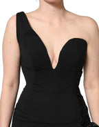 Black One Shoulder Neckline Long Gown Dress