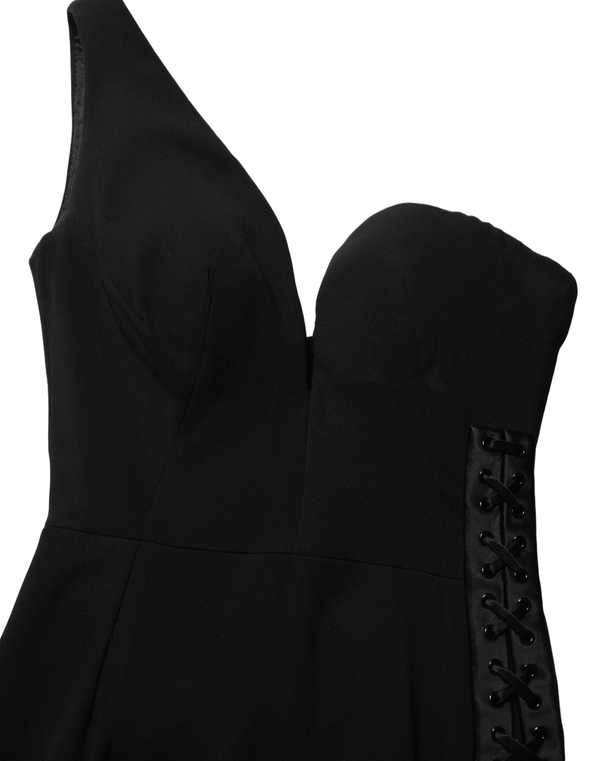 Black One Shoulder Neckline Long Gown Dress