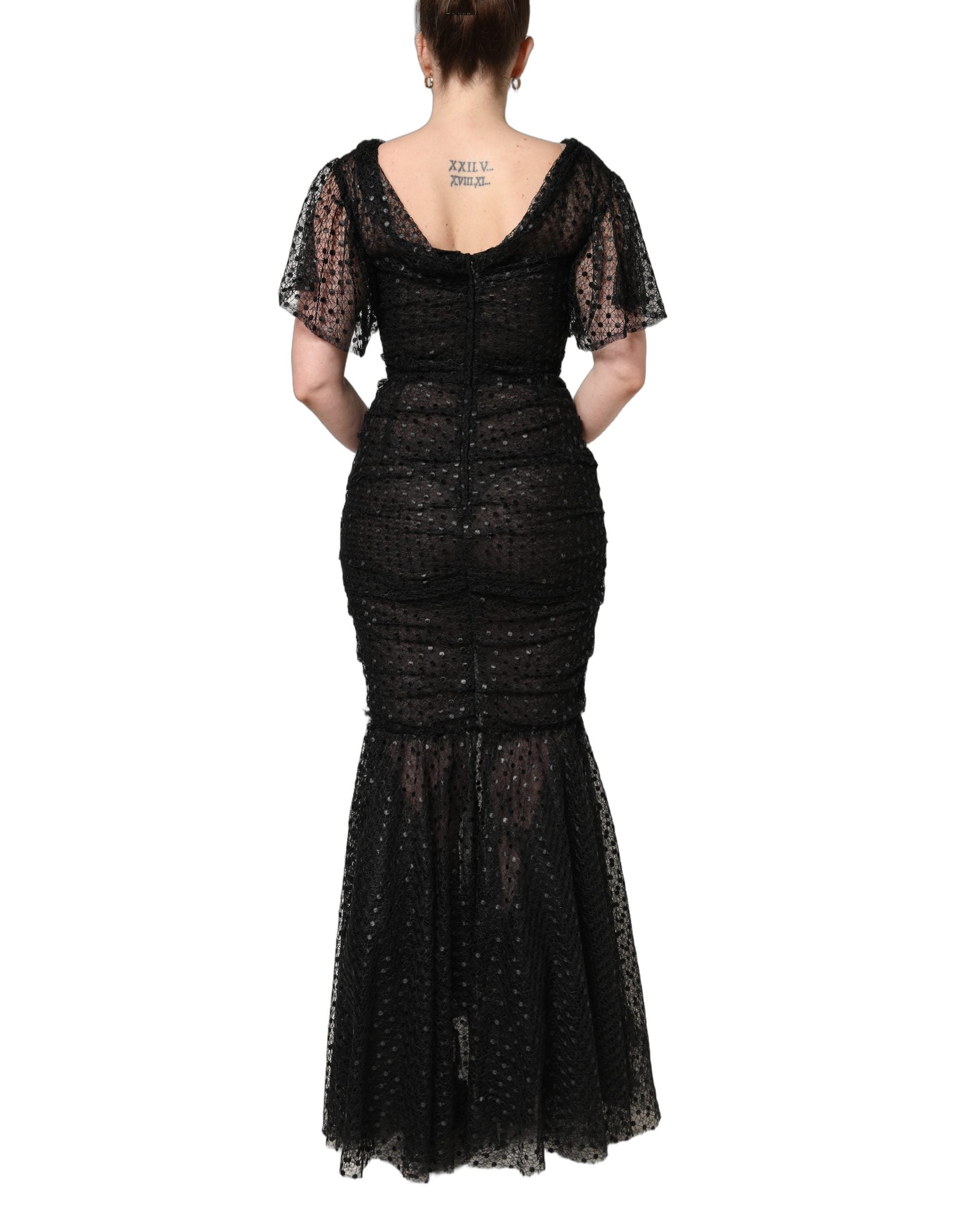 Black Sequinned Mermaid Evening Gown Dress