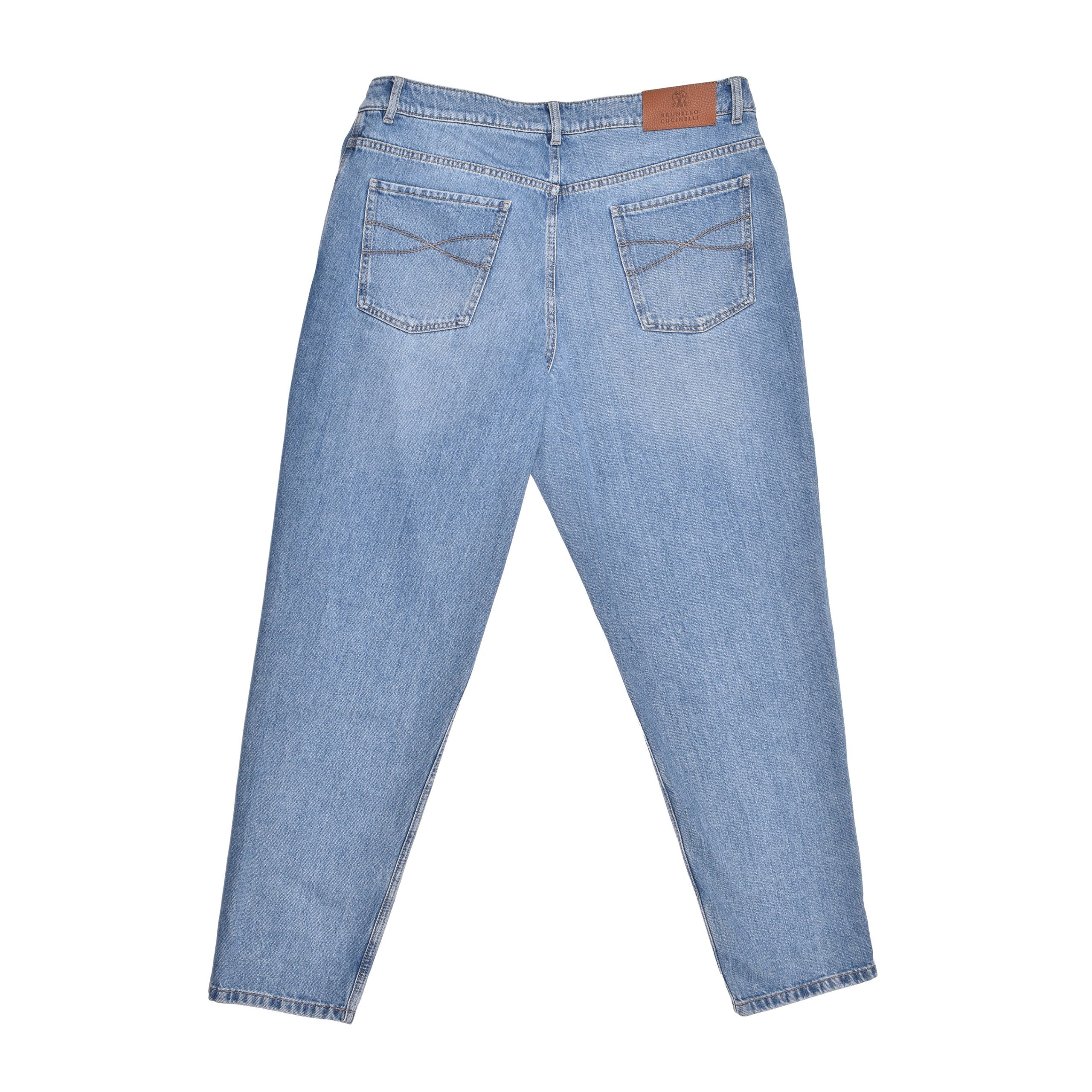 Blue Cotton Straight-Leg Jeans