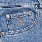 Blue Cotton Straight-Leg Jeans