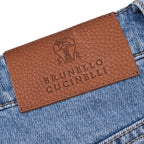 Blue Cotton Straight-Leg Jeans