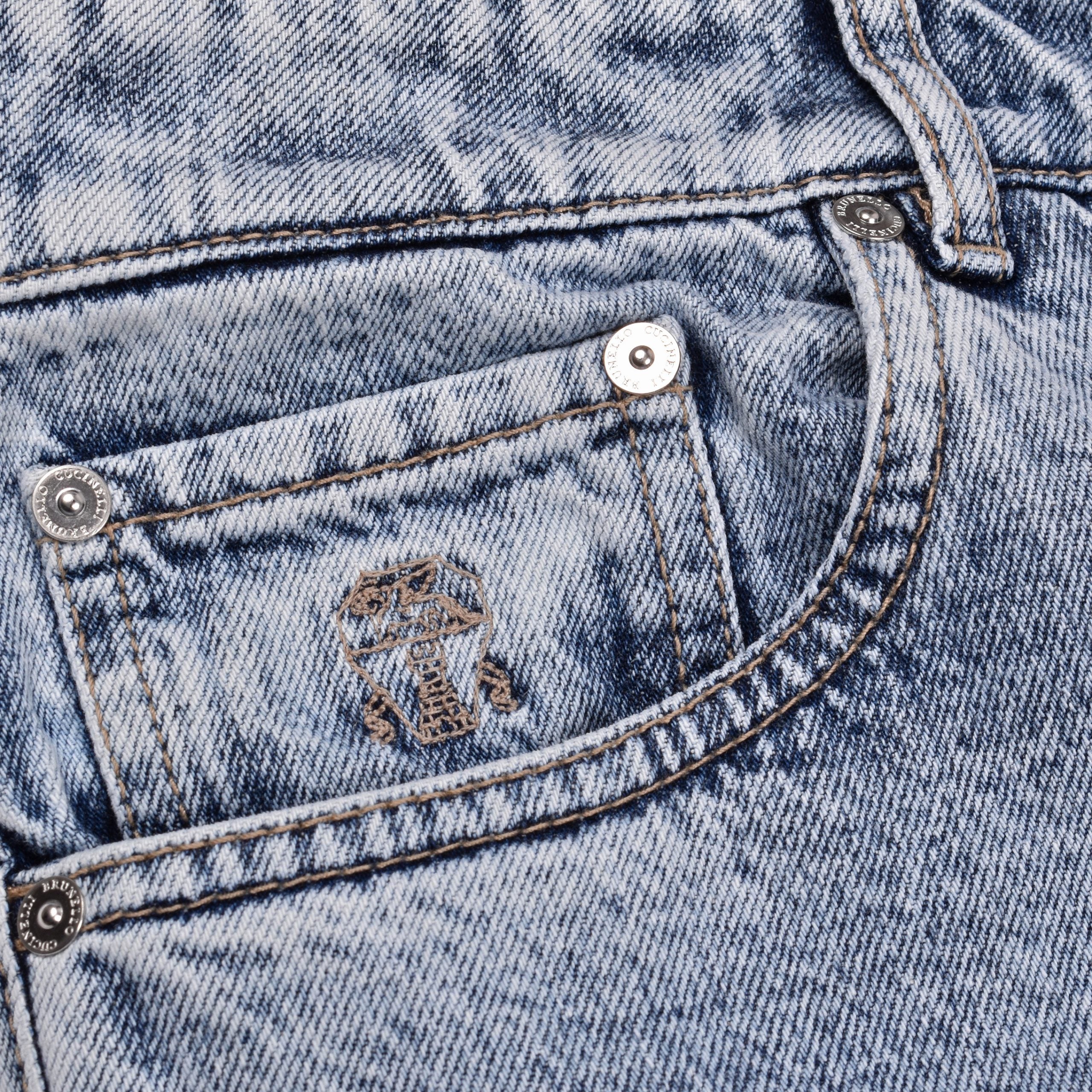 Blue Cotton Straight-Leg Jeans