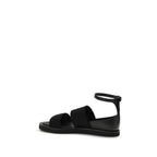 Black Calf Leather Bos Taurus Flat Sandals