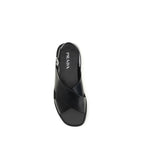 Black Calf Leather Bos Taurus Flat Sandals