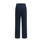 Blue Cotton Casual Pants