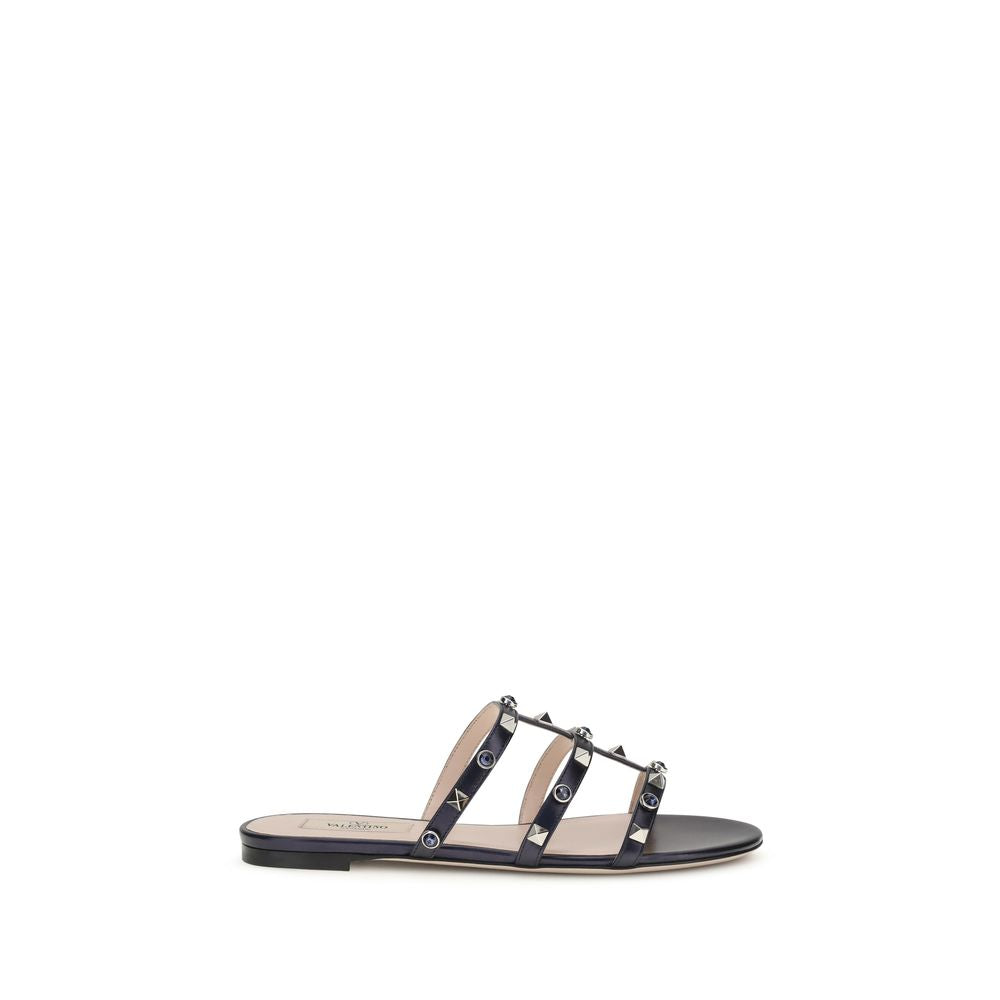 Blue Goatskin Flat Sandals
