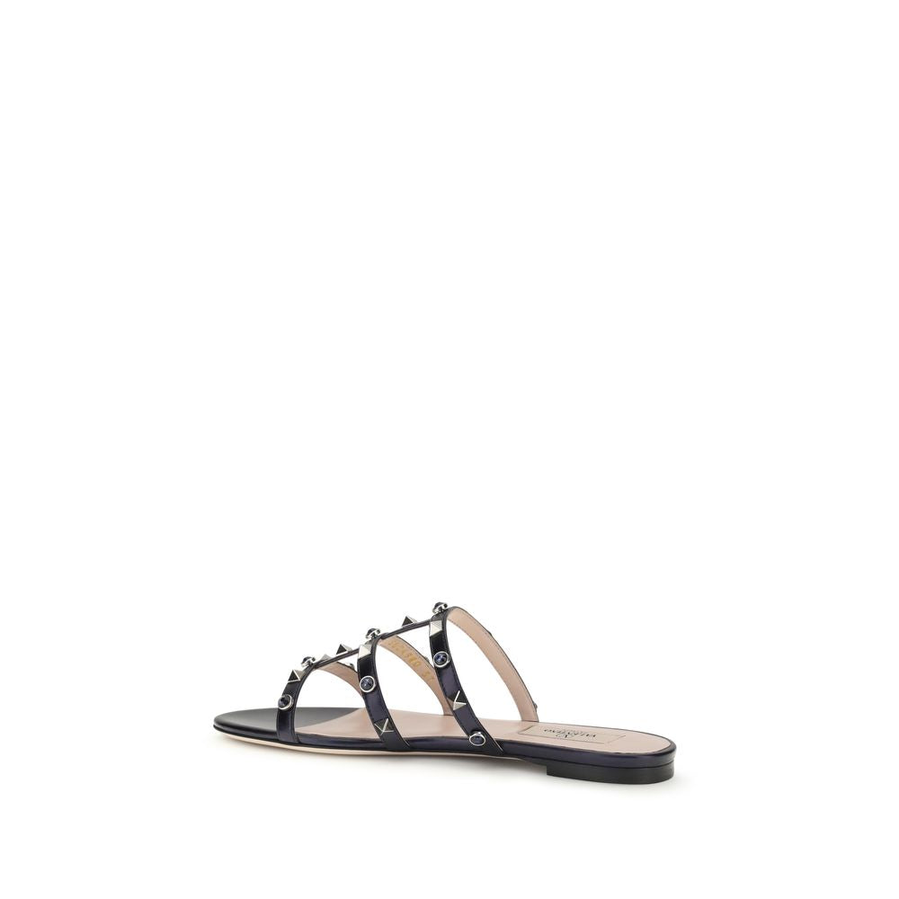 Blue Goatskin Flat Sandals