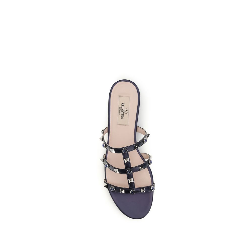 Blue Goatskin Flat Sandals