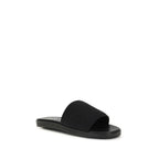 Black Fabric Flat Sandals