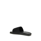 Black Fabric Flat Sandals