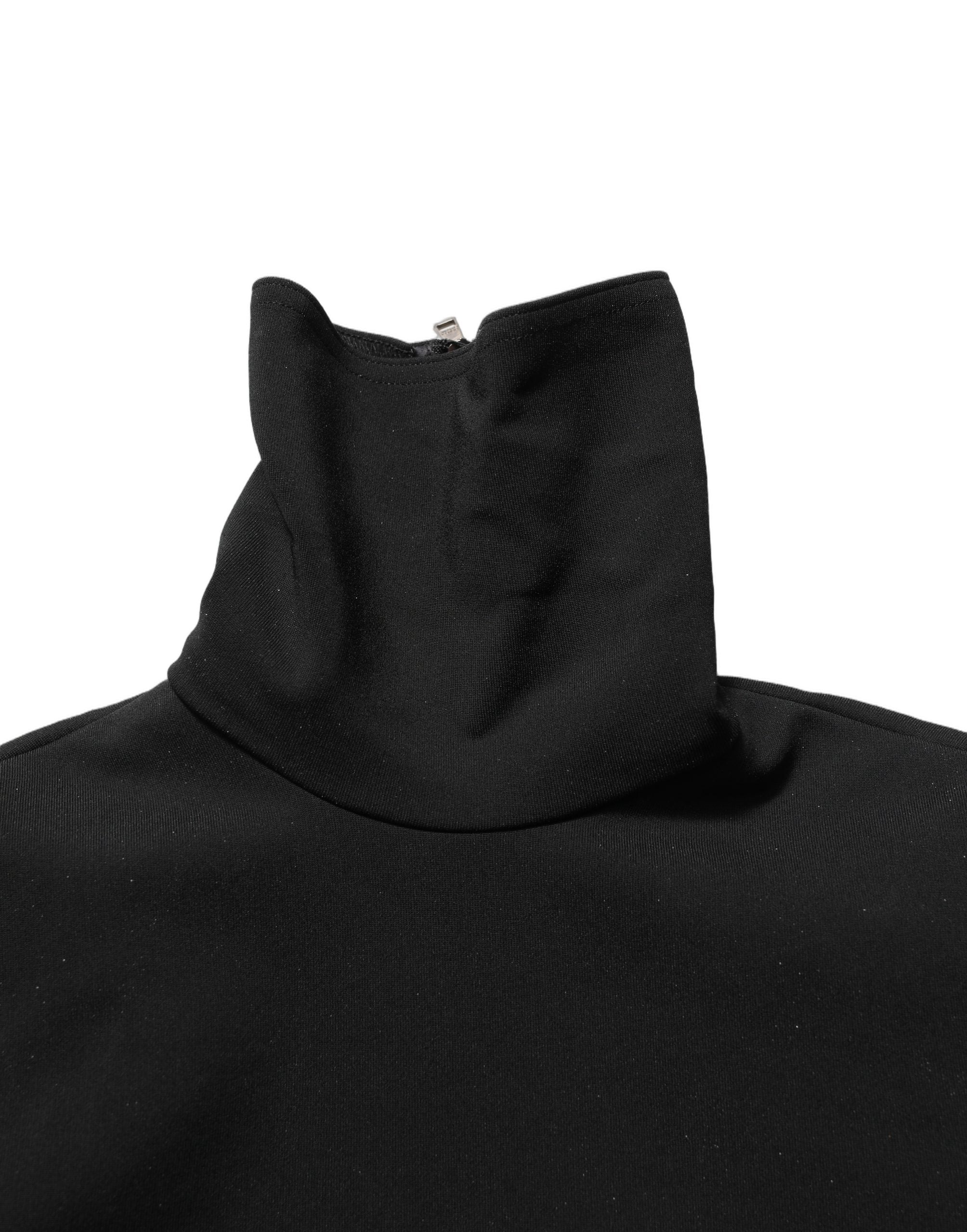 Black Long Sleeves Viscose Sheath Maxi Dress