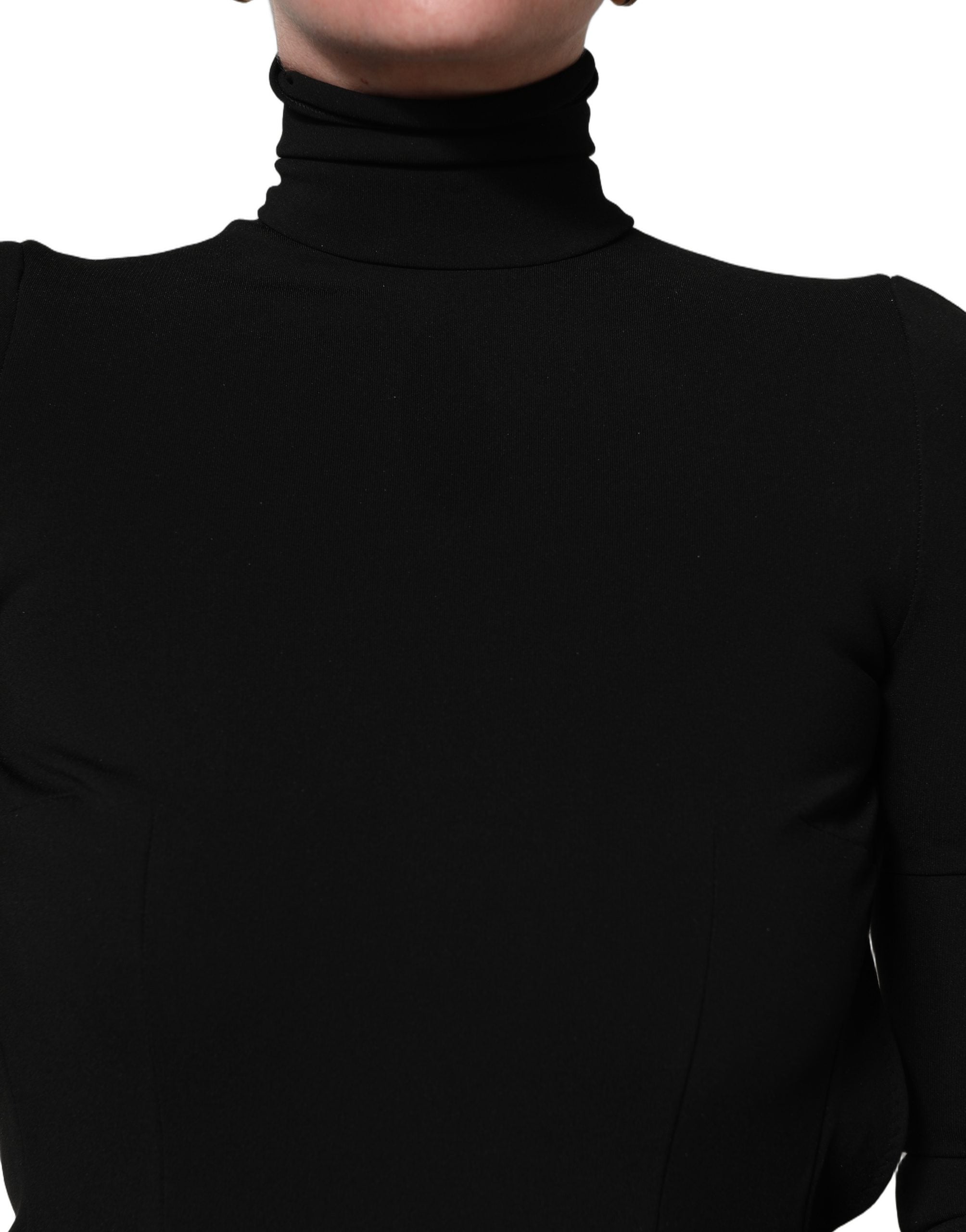 Black Long Sleeves Viscose Sheath Maxi Dress