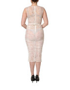 White Floral Lace Sheer Sleeveless Midi Dress