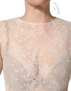 White Floral Lace Sheer Sleeveless Midi Dress