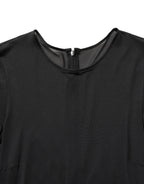 Black Sheer Long Sleeves Sheath Midi Dress