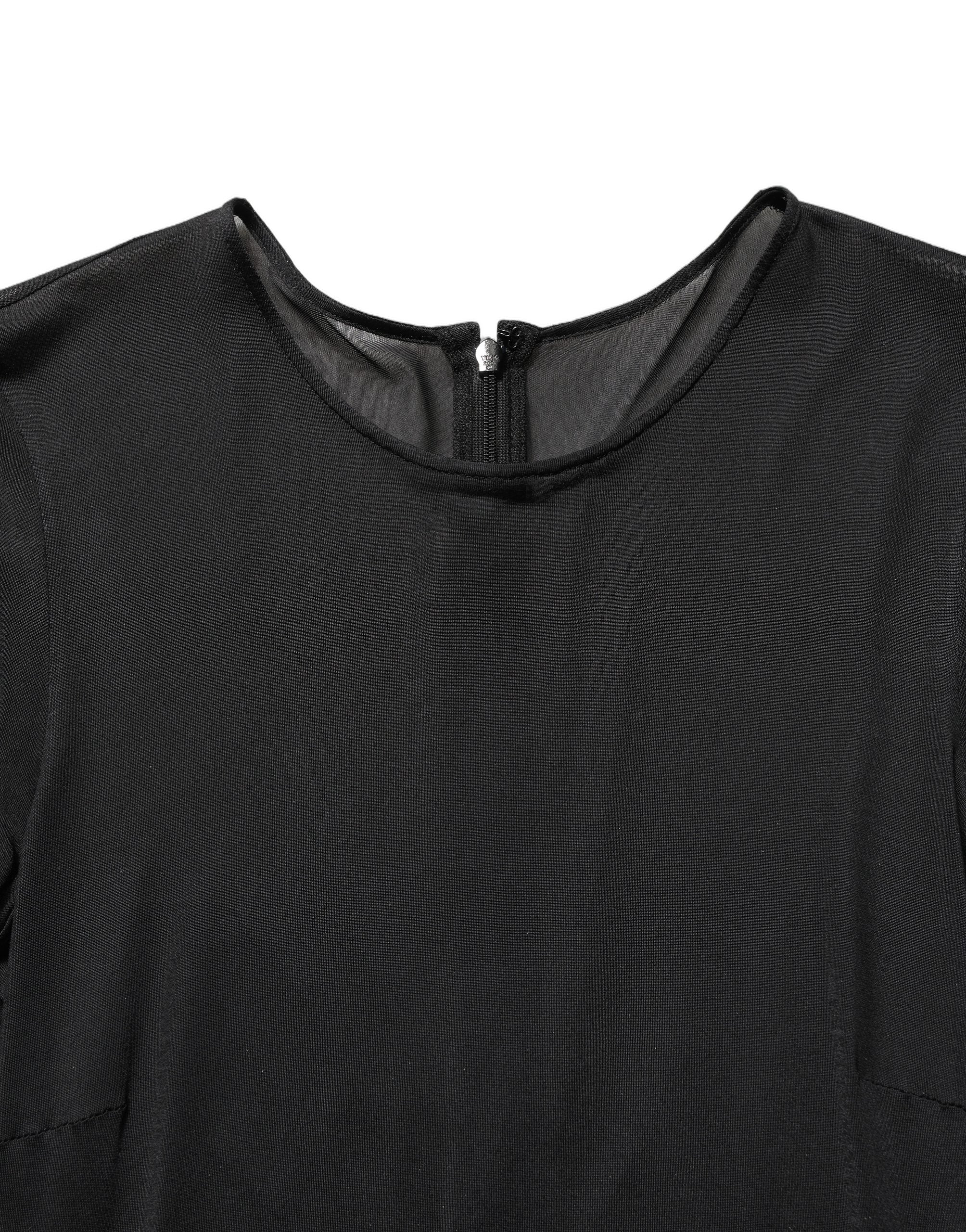 Black Sheer Long Sleeves Sheath Midi Dress