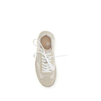 Beige Suede Leather Athletic Sneakers