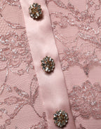 Pink Corded Floral Lace Kaftan Midi Dress