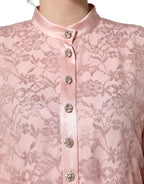 Pink Corded Floral Lace Kaftan Midi Dress