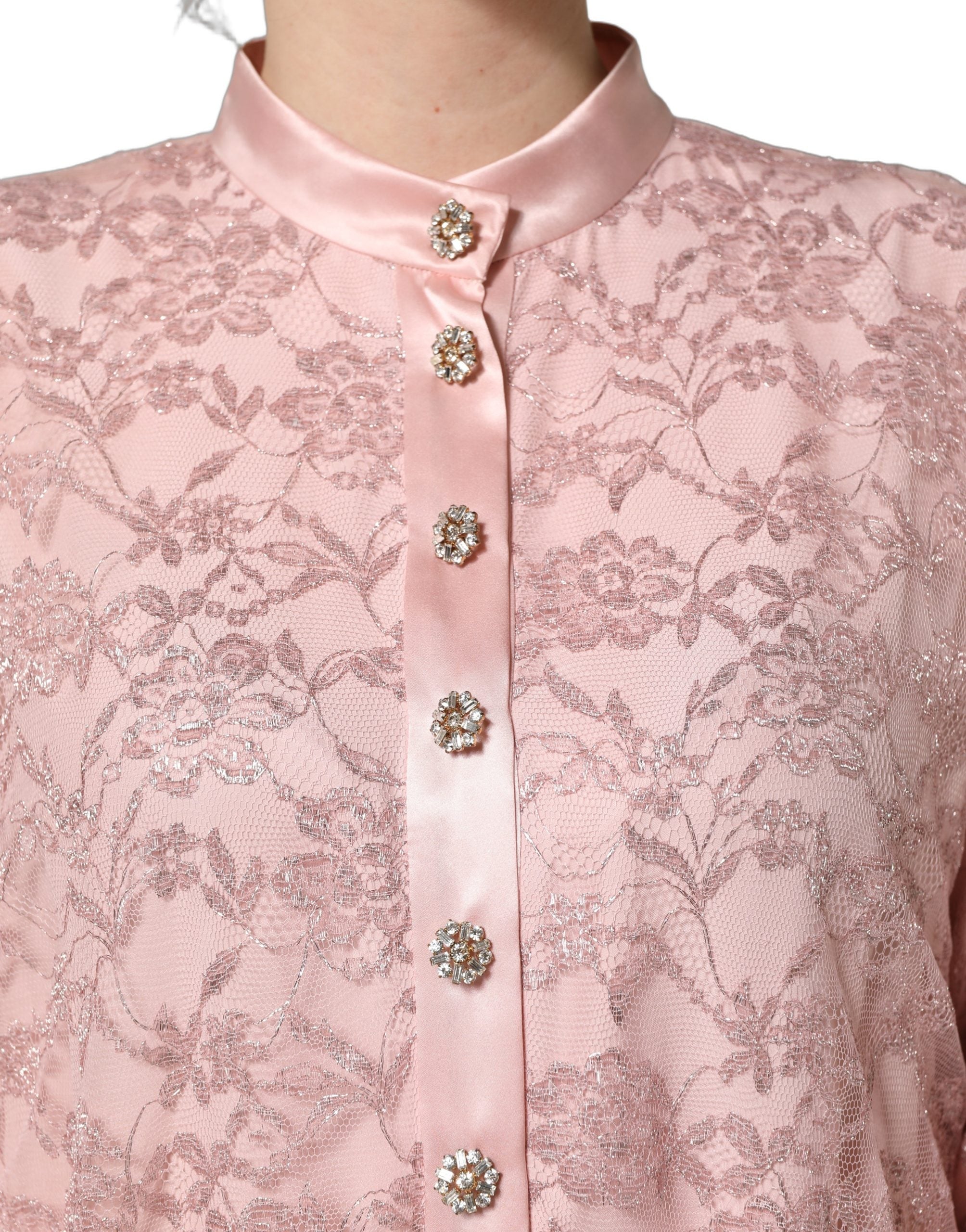 Pink Corded Floral Lace Kaftan Midi Dress