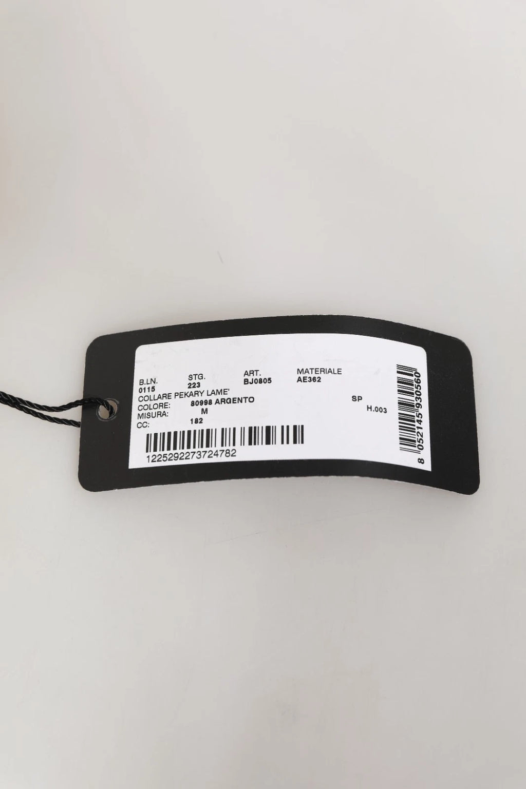 Silver Textured Leather Gold Tone Metal Neckband