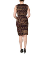Brown Keys Fitted Sheath Knee Length Dress