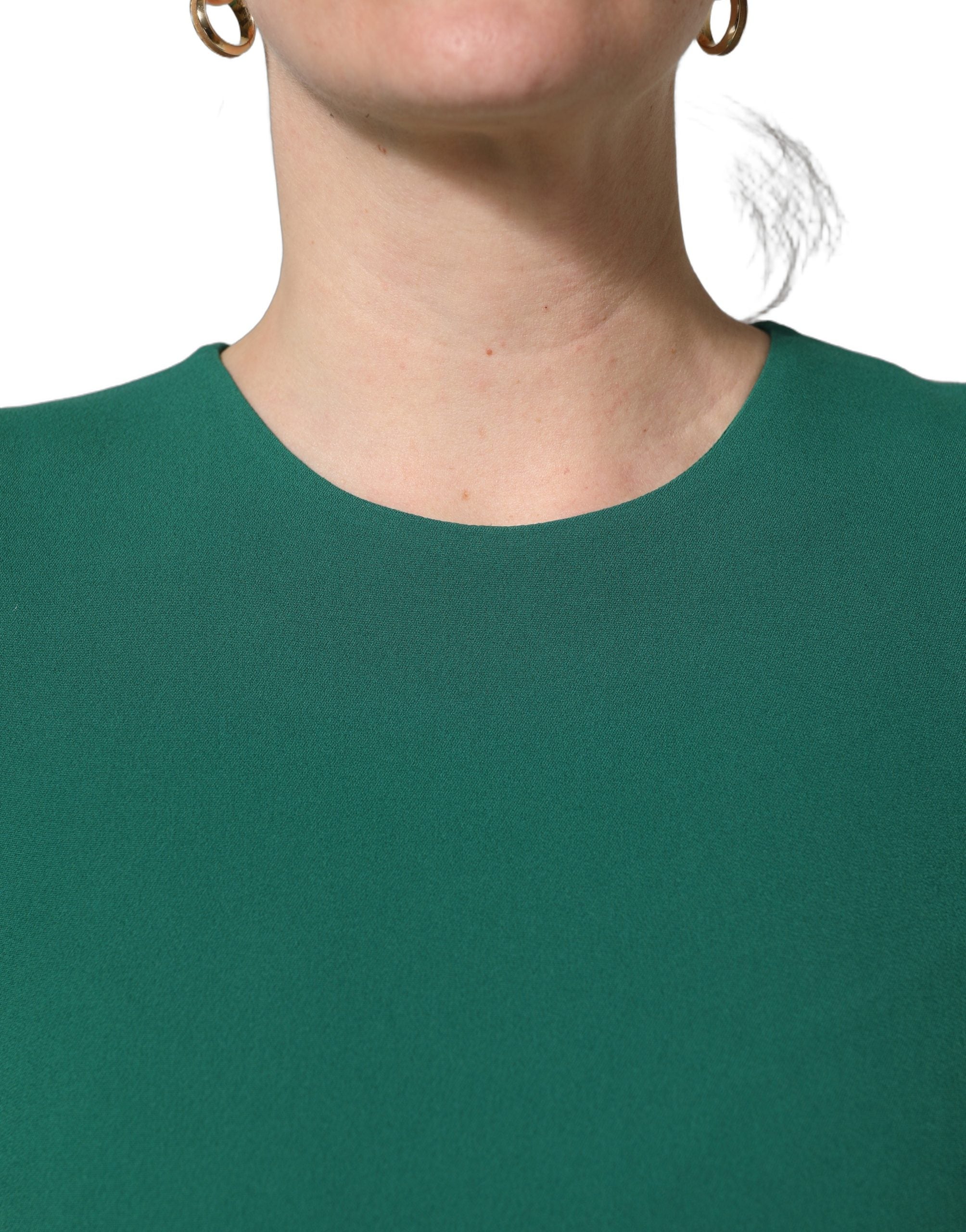 Green Viscose Long Sleeves A-line Mini Dress