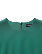 Green Viscose Long Sleeves A-line Mini Dress