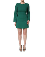 Green Viscose Long Sleeves A-line Mini Dress