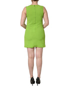 Green Viscose Sleeveless A-line Mini Dress
