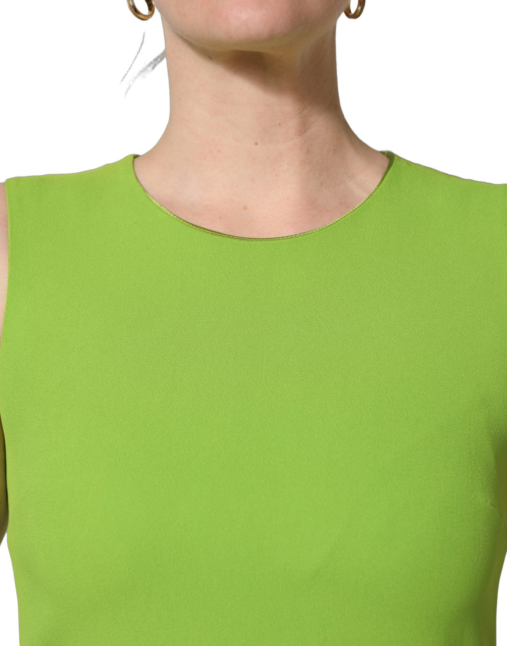 Green Viscose Sleeveless A-line Mini Dress