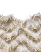 Ivory Fringe Layered Shift Midi Dress