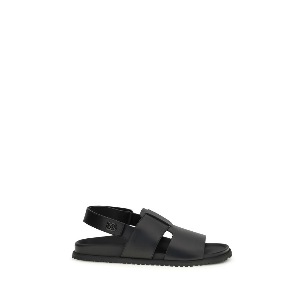Black Calf Leather Bos Taurus Sandals