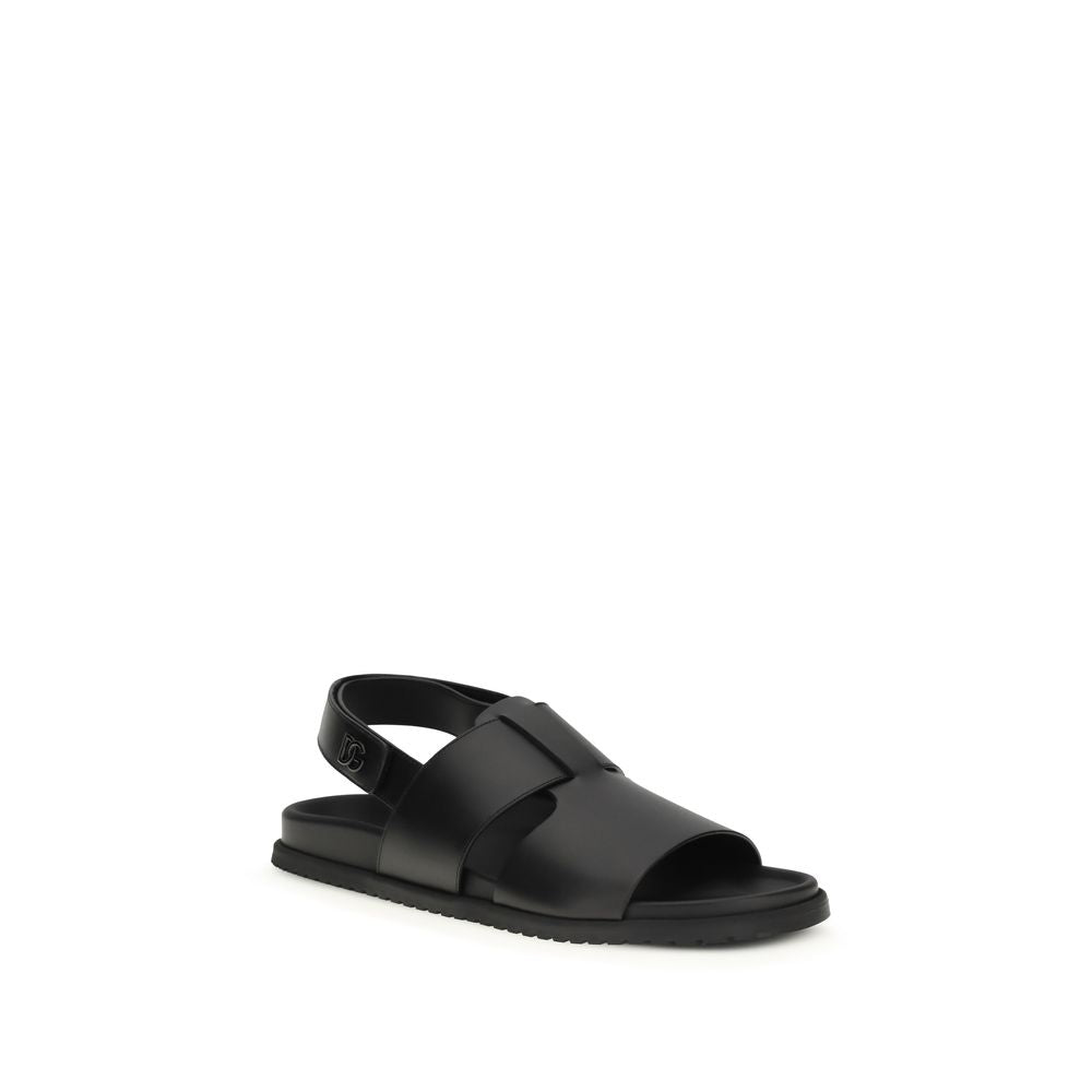 Black Calf Leather Bos Taurus Sandals