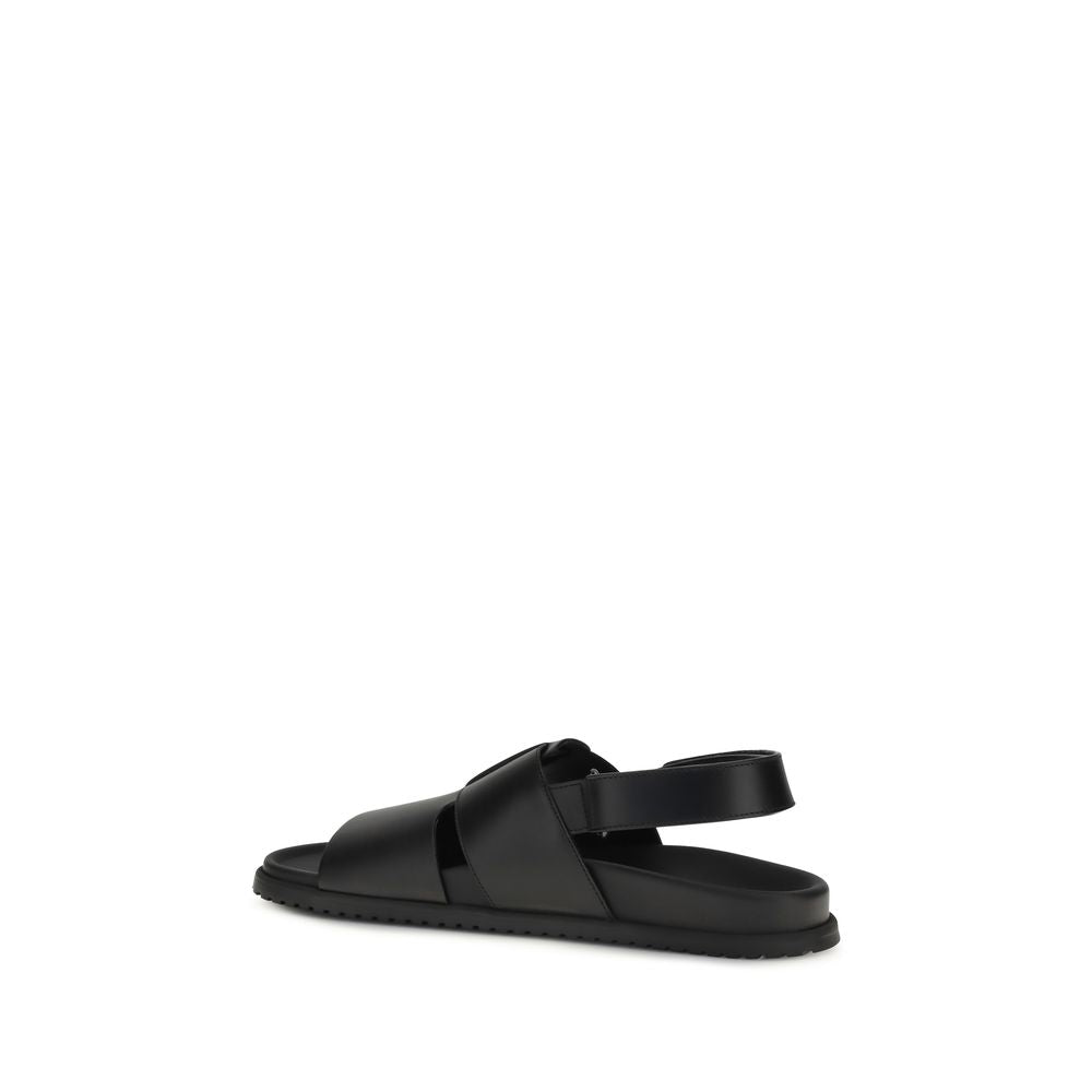 Black Calf Leather Bos Taurus Sandals