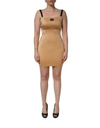 Brown Nylon Blend Cady Sleeveless Mini Dress
