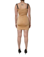 Brown Nylon Blend Cady Sleeveless Mini Dress