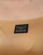 Brown Nylon Blend Cady Sleeveless Mini Dress